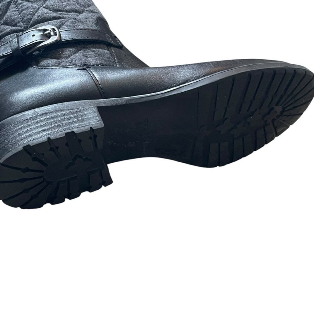 Franco Sarto Knee High Gray Quilted & Black Leather Low Heeled Boots Size 9 - Picture 13 of 14